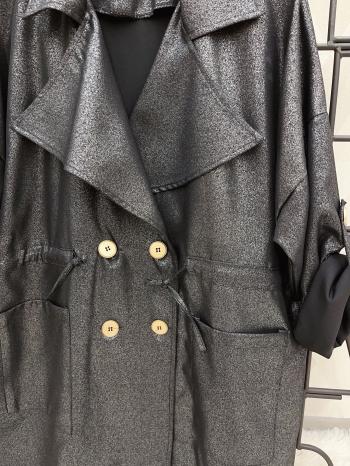 metallisiert Trenchcoat mit Knöpfen mit kordelzug ohne Futter mit Taschen - ph 4