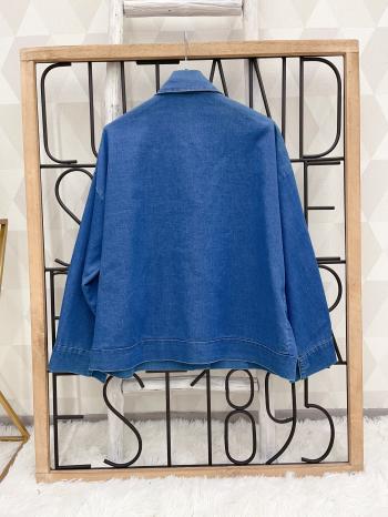 Veste en Coton en denim à collet avec poches sans doublure à boutons - ph 3