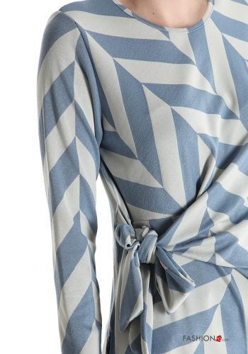 Blusa manga larga cuello redondo Estampado Geométrico con lazo - ph 2
