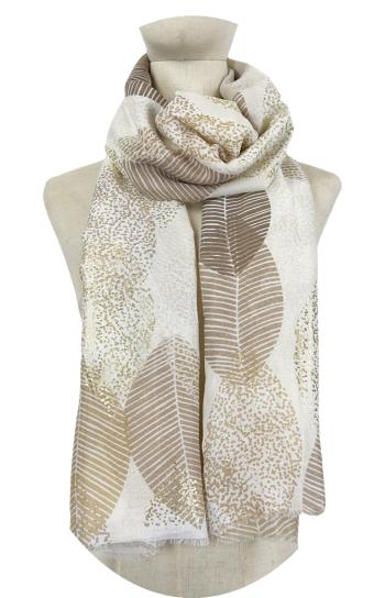Leaf print lurex Scarf - ph 1
