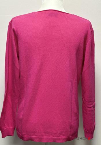 Jersey de Mezcla de Cachemira manga larga con cuello en v - ph 2