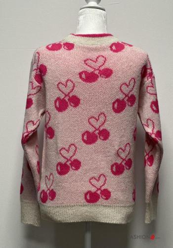 Printed long sleeve crew neck Wool Mix Sweater - ph 2
