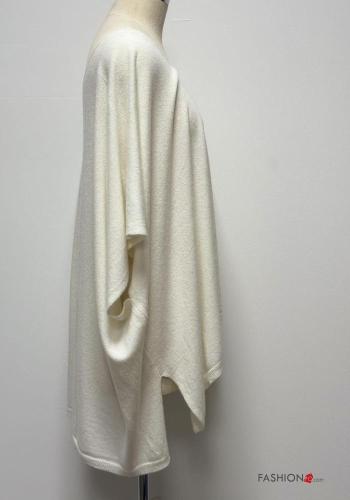 Blouse en Mélange de Cachemire oversize à col en V manches à trois-quarts - ph 3