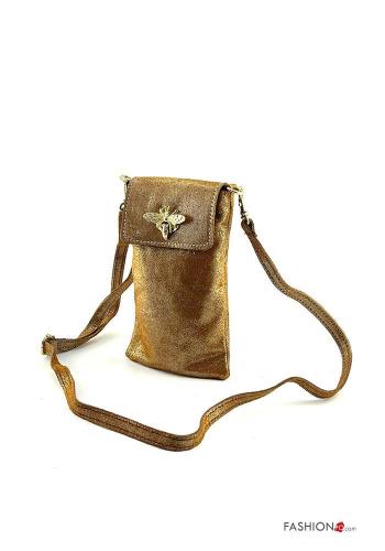 metallic Genuine Leather Wallet with shoulder strap - ph 2