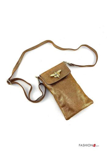 metallic Genuine Leather Wallet with shoulder strap - ph 3