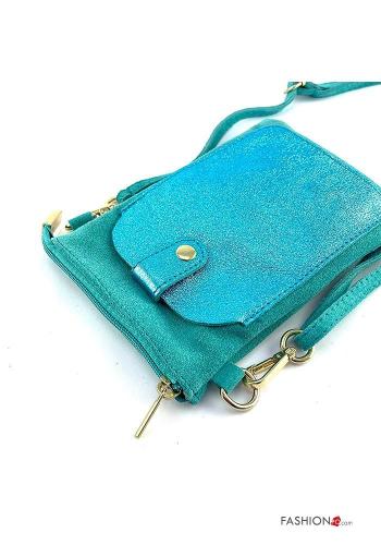 Portafoglio in Vera pelle metallizzato con tracolla - ph 3