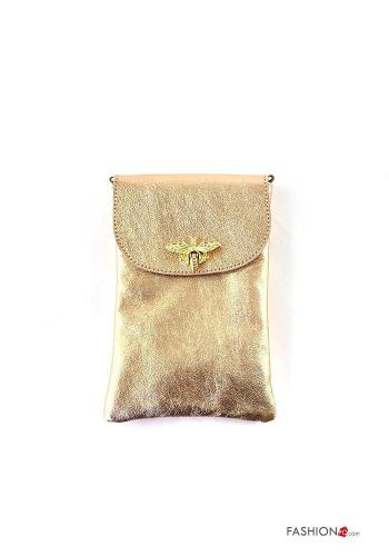 Custodia in Vera pelle metallizzato con tracolla - ph 2