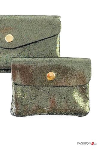 Portamonete in Vera pelle metallizzato con bottoni - ph 2