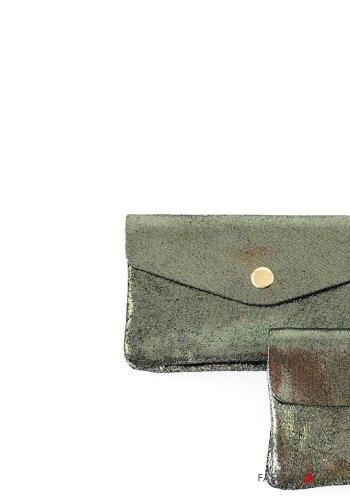 Portefeuille en Cuir Véritable métallique à boutons - ph 3