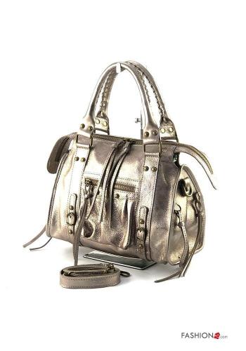 metallisiert Tasche aus Echtes Leder mit Reißverschluss mit Nieten - ph 2