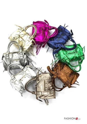 metallisiert Tasche aus Echtes Leder mit Reißverschluss mit Nieten - ph 3