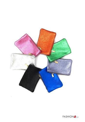 Porta-moedas em Couro Genuíno metalizado com fecho - ph 3