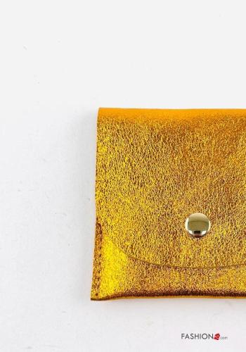 Porta-moedas em Couro Genuíno metalizado com botões - ph 2