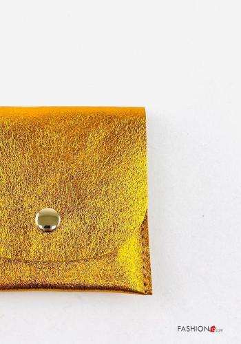 Porta-moedas em Couro Genuíno metalizado com botões - ph 3