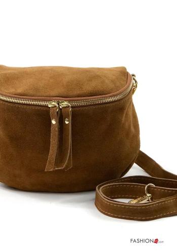 Marsupio in Vera pelle camoscio con zip con tracolla - ph 2