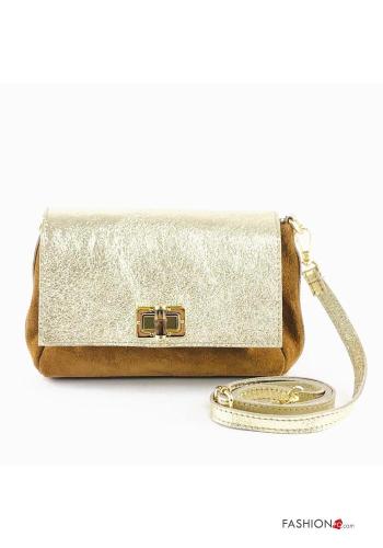 Suede metallic Genuine Leather Shoulder bag with shoulder strap - ph 2