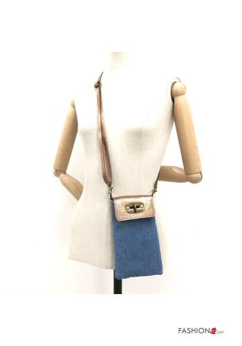 denim Genuine Leather Card Case with shoulder strap - ph 2