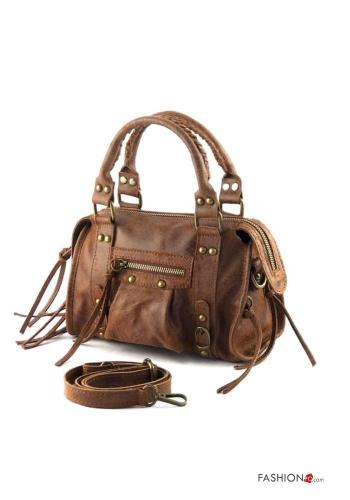 Sac porté épaule en Cuir Véritable avec poches avec bandoulière avec fermeture éclair - ph 2