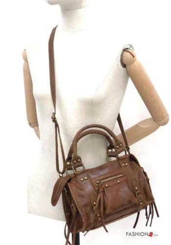 Sac porté épaule en Cuir Véritable avec poches avec bandoulière avec fermeture éclair - ph 3