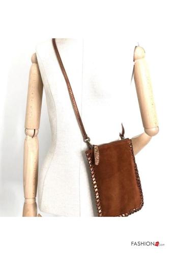 Bolsa de hombro de Cuero Genuino Gamuza con bandolera - ph 3