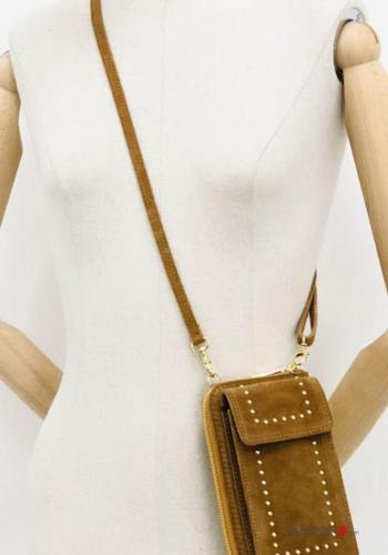 Portafoglio in Vera pelle con zip con tracolla - ph 2