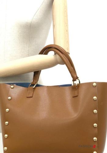 Tasche aus Echtes Leder mit Nieten mit Schultergurt - ph 2