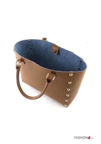 Tasche aus Echtes Leder mit Nieten mit Schultergurt - ph 3