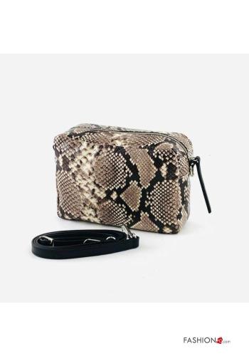 Bolso de Cuero Genuino Estampado de pitón con cremallera con bandolera - ph 3