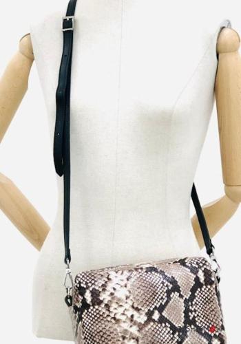 Bolso de Cuero Genuino Estampado de pitón con cremallera con bandolera - ph 4