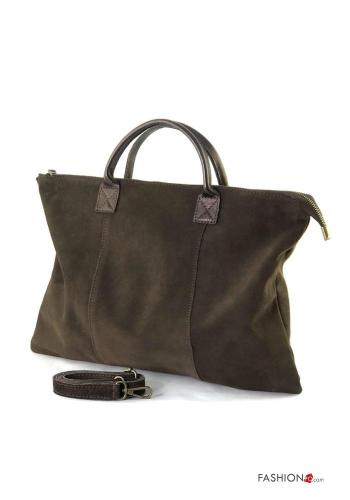 Bolso de Cuero Genuino Gamuza con bandolera - ph 2