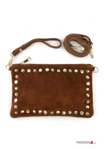 Suede Genuine Leather Shoulder bag with studs with shoulder strap - ph 2
