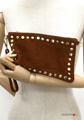Suede Genuine Leather Shoulder bag with studs with shoulder strap - ph 3