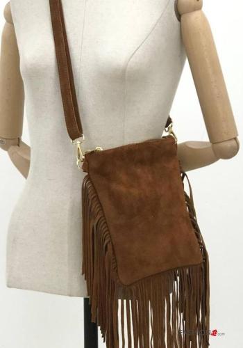 Bolso de Cuero Genuino Gamuza con flecos con bandolera - ph 2