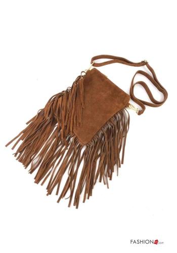 Bolso de Cuero Genuino Gamuza con flecos con bandolera - ph 3