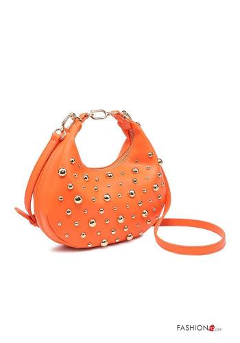 Borsa a mano ecopelle con borchie con zip con tracolla - ph 2