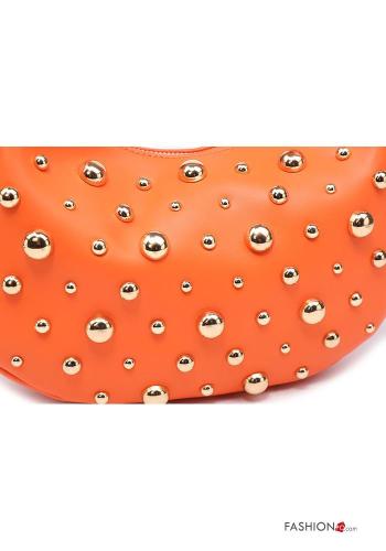 Borsa a mano ecopelle con borchie con zip con tracolla - ph 3