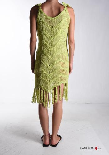 sleeveless crew neck adjustable Cotton Cover up with fringe - ph 2