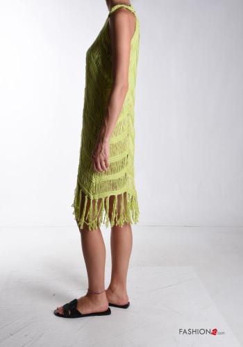 sleeveless crew neck adjustable Cotton Cover up with fringe - ph 3