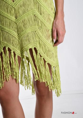sleeveless crew neck adjustable Cotton Cover up with fringe - ph 4