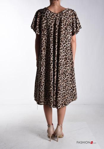 Animal print oversized short sleeve Dress with v-neck - ph 2