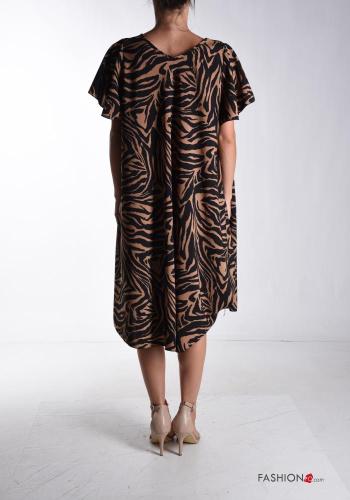 Animal print oversized short sleeve Dress with v-neck - ph 2