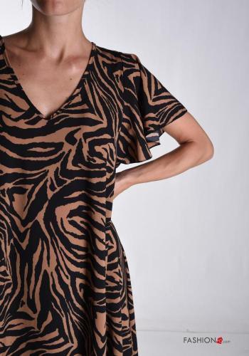 Animal print oversized short sleeve Dress with v-neck - ph 4