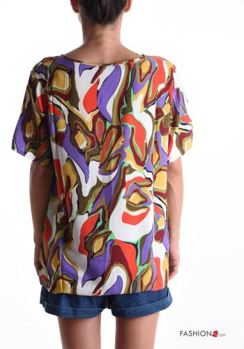 T-shirt em Algodão manga curta gola redonda Padrão abstrato - ph 2