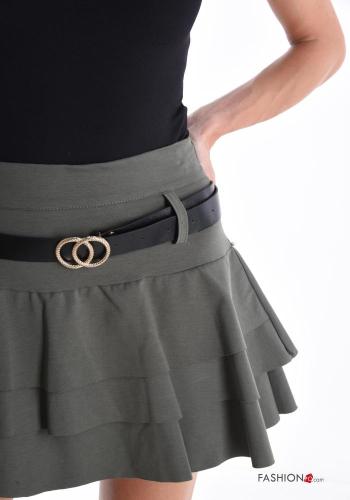 Cotton Mini skirt with belt with flounces - ph 4