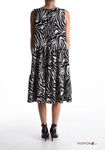 Animal print sleeveless Dress with flounces with v-neck - ph 2