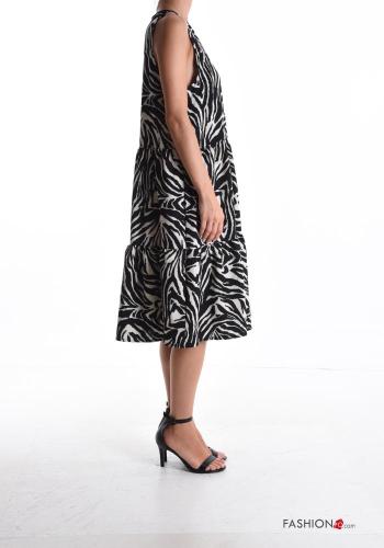 Animal print sleeveless Dress with flounces with v-neck - ph 3