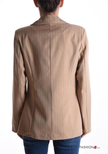 Streifenmuster lange ärmel Jacke mit Knöpfen - ph 2