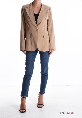 Streifenmuster lange ärmel Jacke mit Knöpfen - ph 5