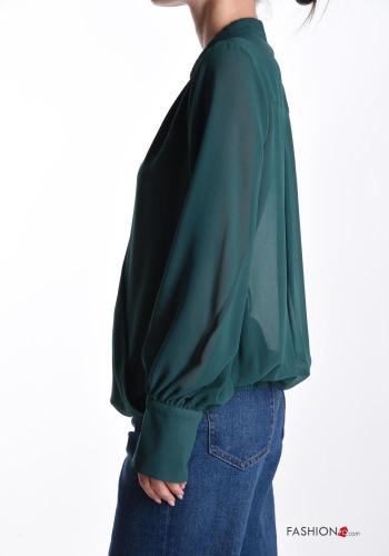 Blusa maniche lunghe chiffon scollo a V con elastico - ph 3