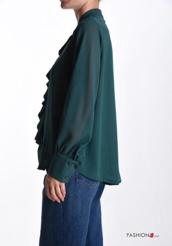 Camisa manga comprida chiffon com folhos com botões - ph 3